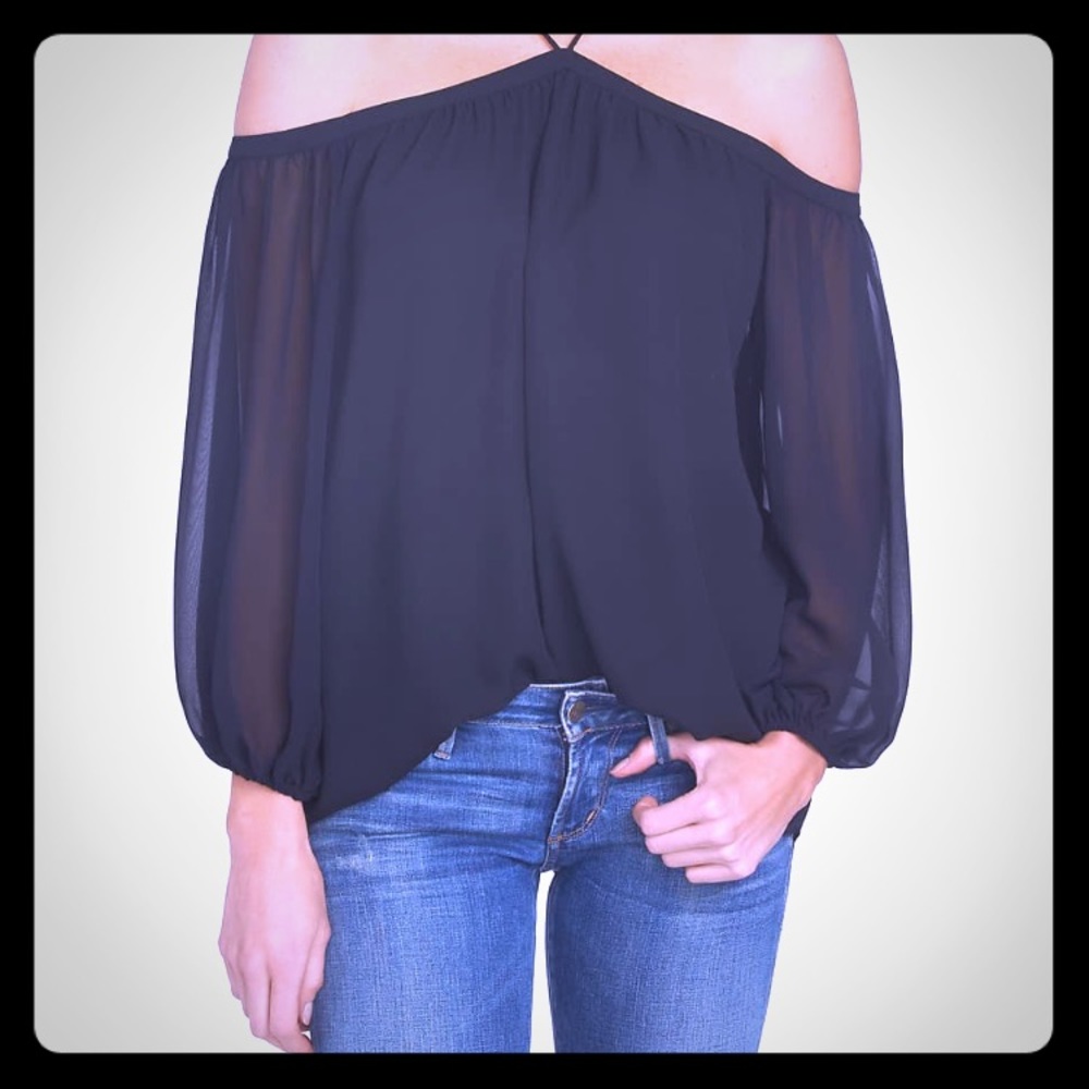 NWT Black chiffon cold shoulder blouse